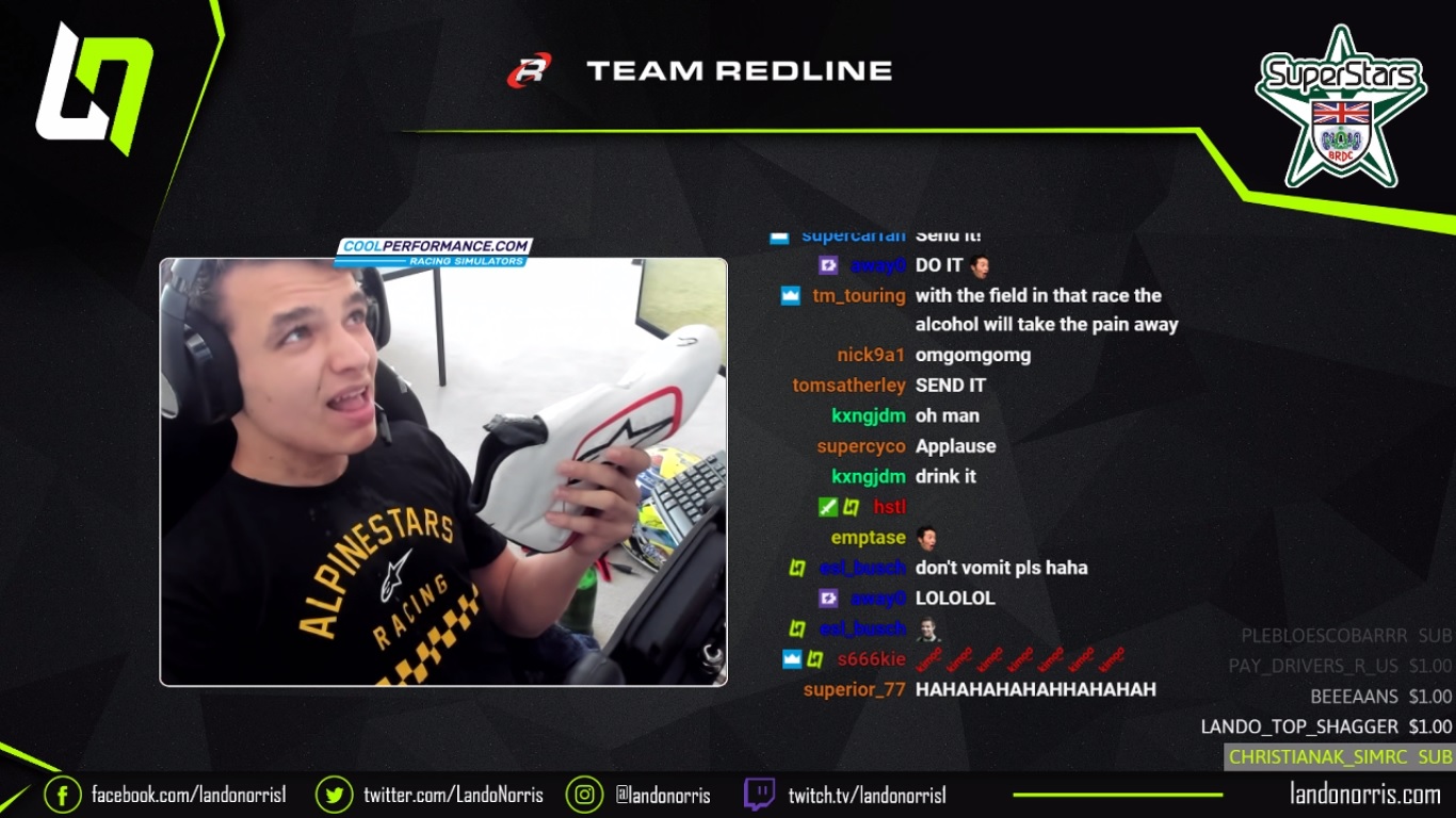 Lando Norris már gyakorolja a shoey-t