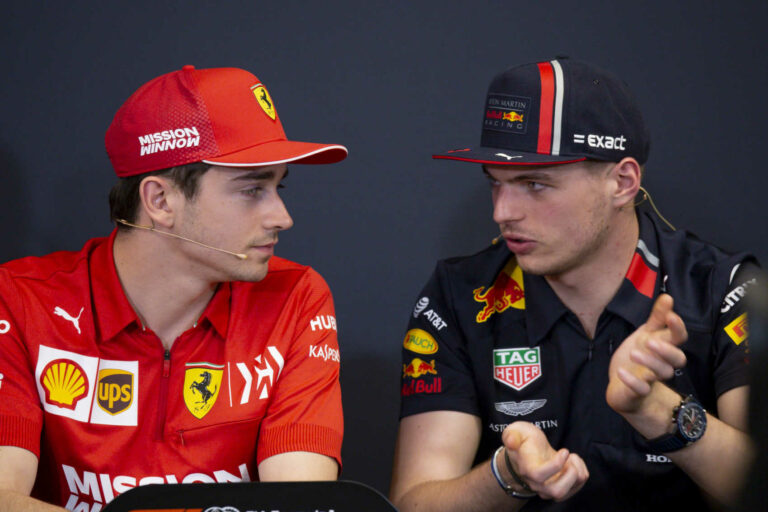 Verstappen, Leclerc, racingline