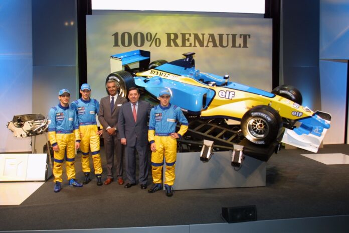 Patrick FAURE, Flavio BRIATORE, Jarno TRULLI, Fernando ALONSO, Jenson BUTTON