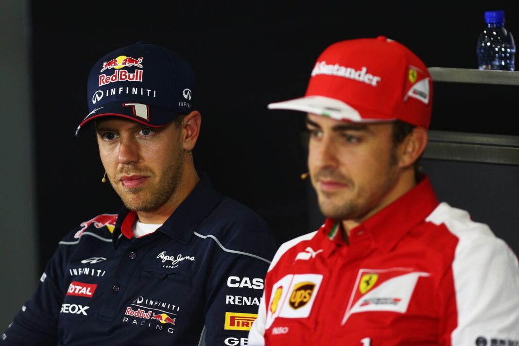 Sebastian Vettel, Fernando Alonso, racingline