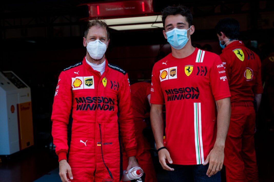 Sebastian Vettel, Charles Leclerc, Ferrari, racingline