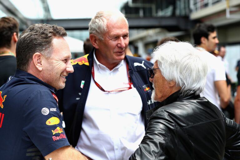 Christian Horner, Helmut Marko, Bernie Ecclestone, Red Bull, racingline