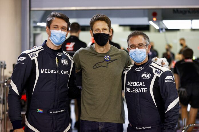 Romain Grosjean, Haas, Alan van der Merwe dr. Ian Roberts, BAFTA