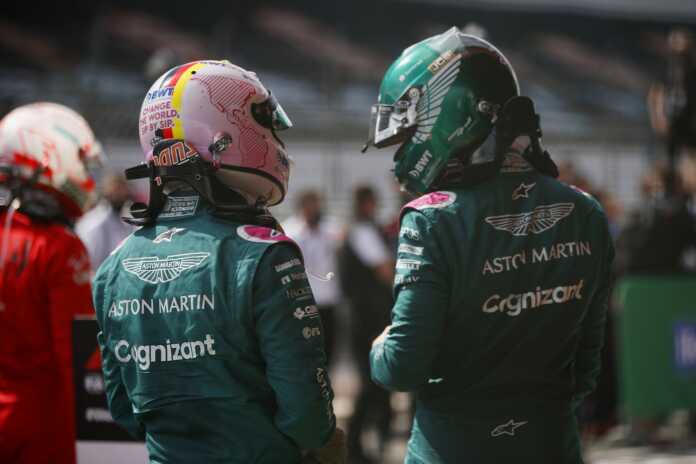Sebastian Vettel, Aston Martin, and Lance Stroll, Aston Martin,