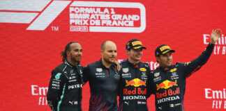 Lewis Hamilton, Max Verstappen, Sergio Pérez, pontverseny