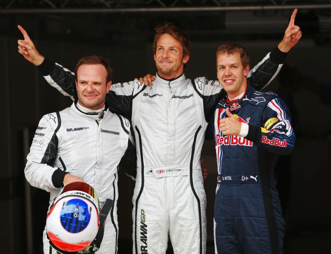 Rubns Barrichello, Jenson Button, Sebastian Vettel