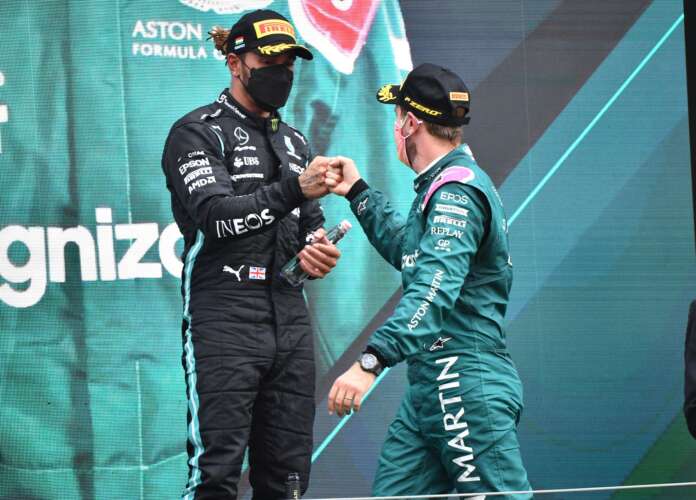Lewis Hamilton, Sebastian Vettel, Mercedes, Aston Martin