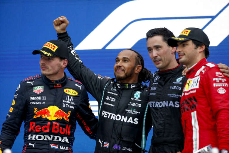 Lewis Hamilton, Max Verstappen, Carlos Sainz