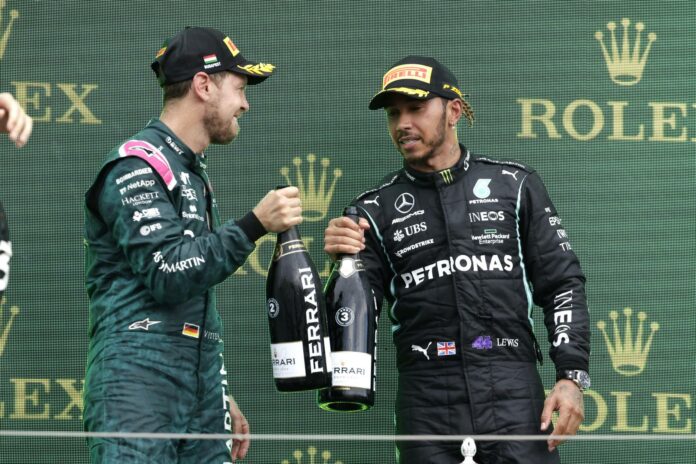 Lewis Hamilton, Sebastian Vettel, Mercedes, Aston Martin