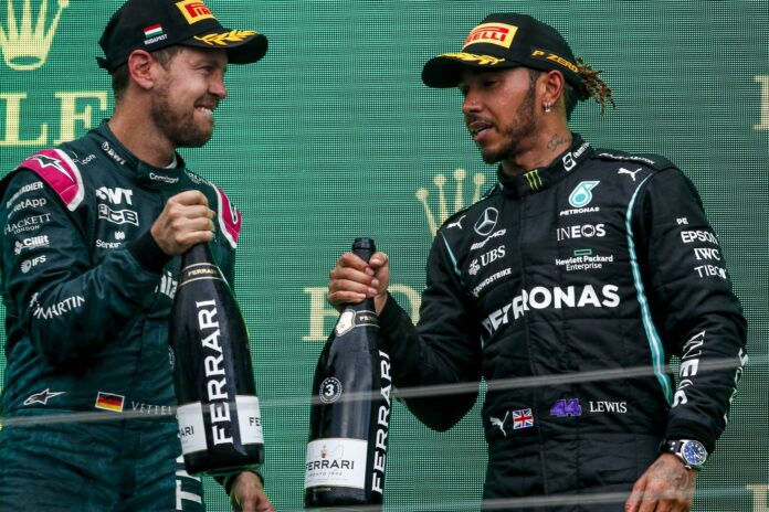Lewis Hamilton, Sebastian Vettel, Mercedes, Aston Martin