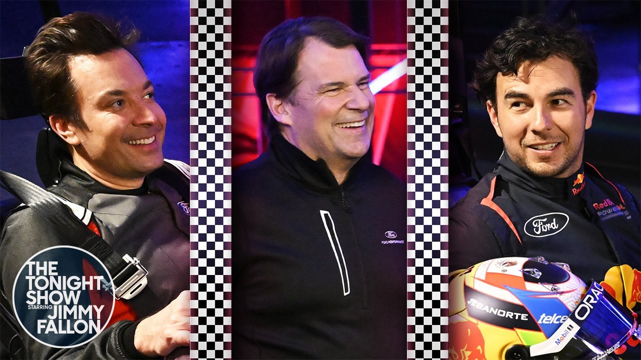 Na, ki nyer Jimmy Fallon és Sergio Perez elektromos gokart versenyén?