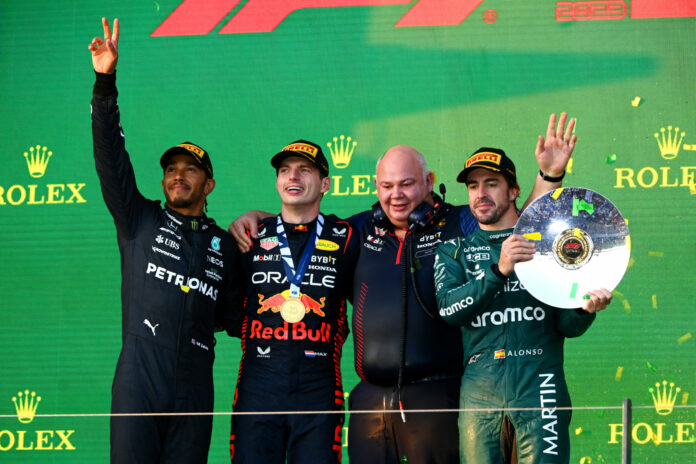 Lewis Hamilton, Max Verstappen, Fernando Alonso