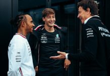 Lewis Hamilton, Toto Wolff, George Russell, Mercedes