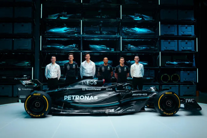 F1 Mercedes Mike Elliott Toto Wolff Lewis Hamilton George Russell Mick Schumacher