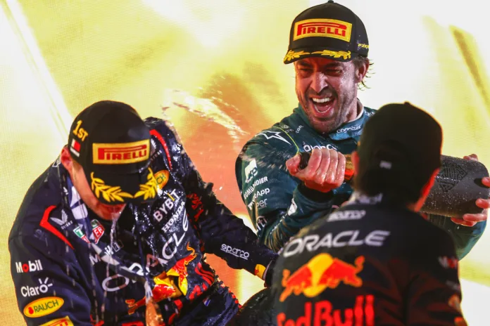 Fernando Alonso, Max Verstappen, Sergio Perez
