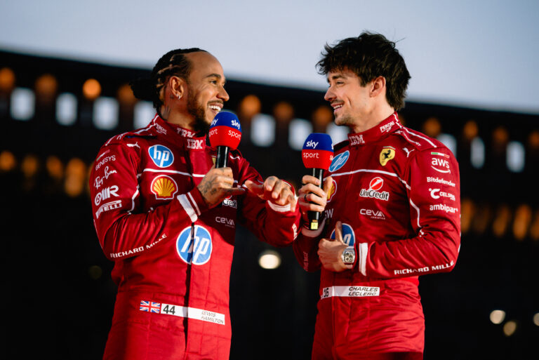 Lewis Hamilton, Charles Leclerc, Ferrari, bemutató, Milánó