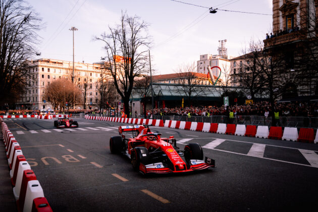 Lewis Hamilton, Charles Leclerc, Ferrari, bemutató, Milánó