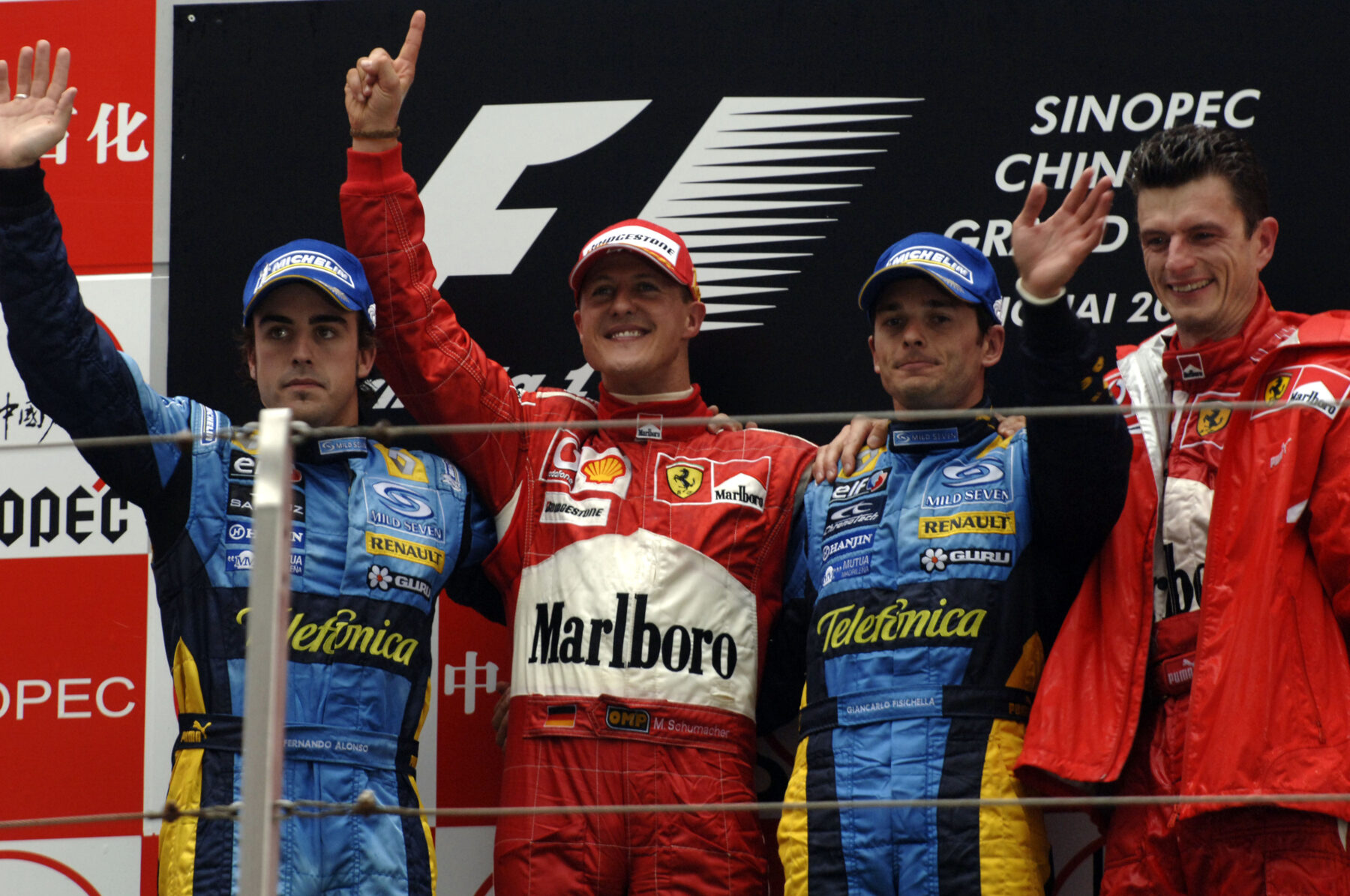 Michael Schumacher, Ferrari, Fernando Alonso, Giancarlo Fisichella, Renault, Kínai Nagydíj, 2006