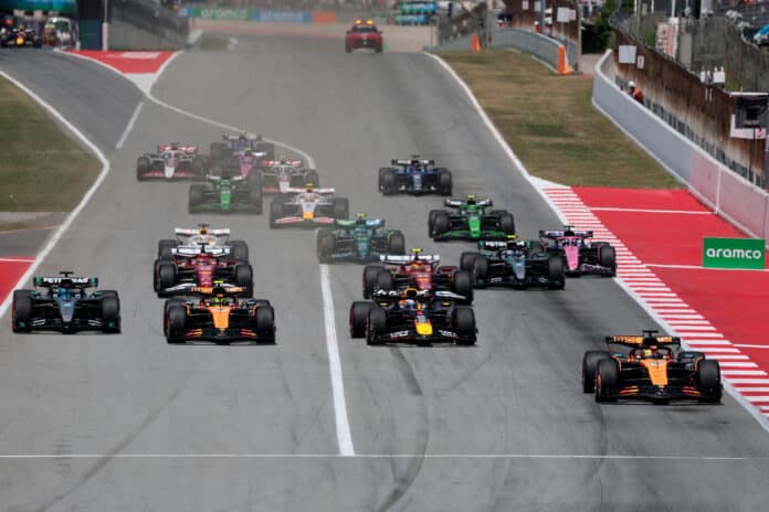 Spanyol Nagydíj, rajt, Piastri, Verstappen, Norris