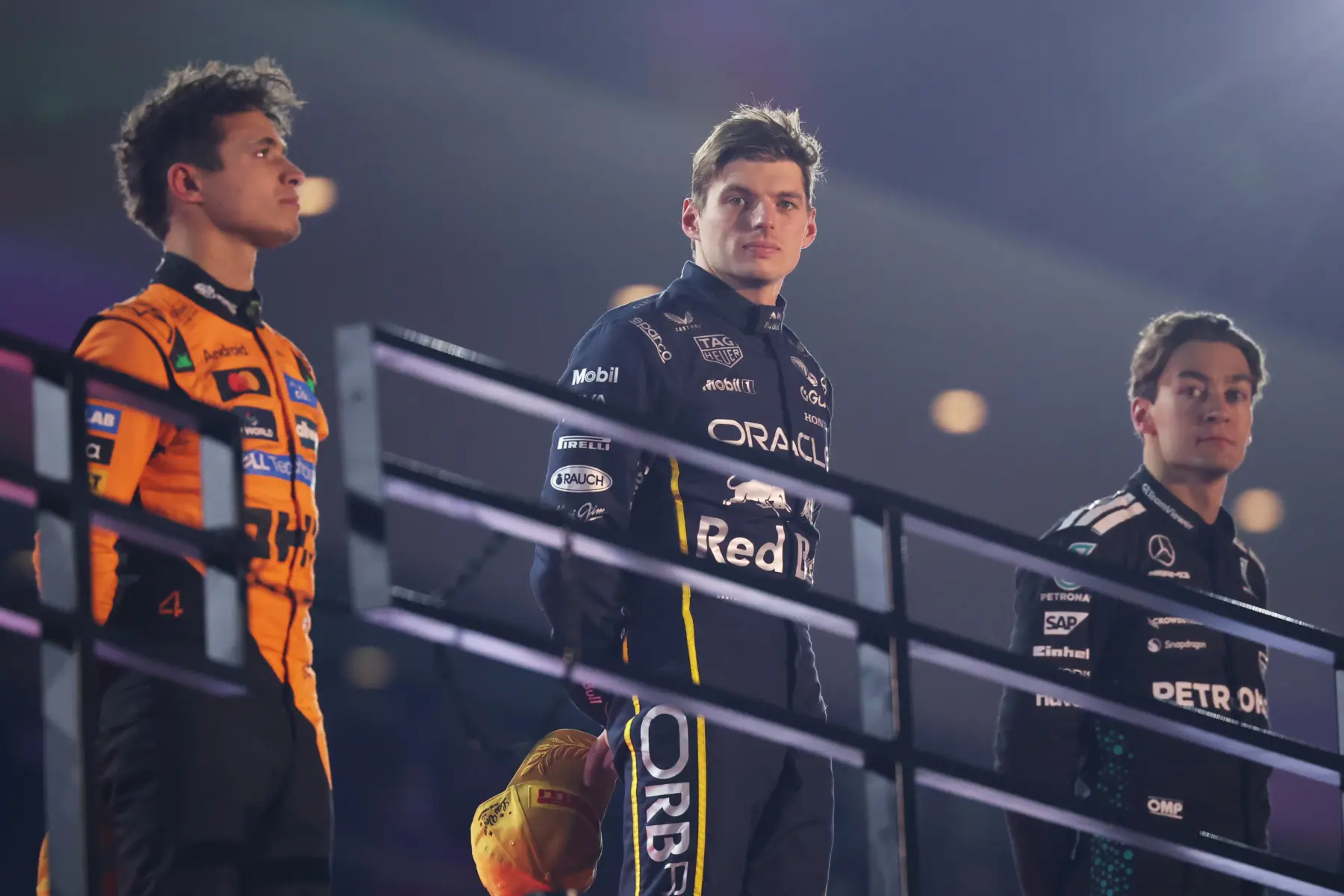 Norris, Verstappen, Russell